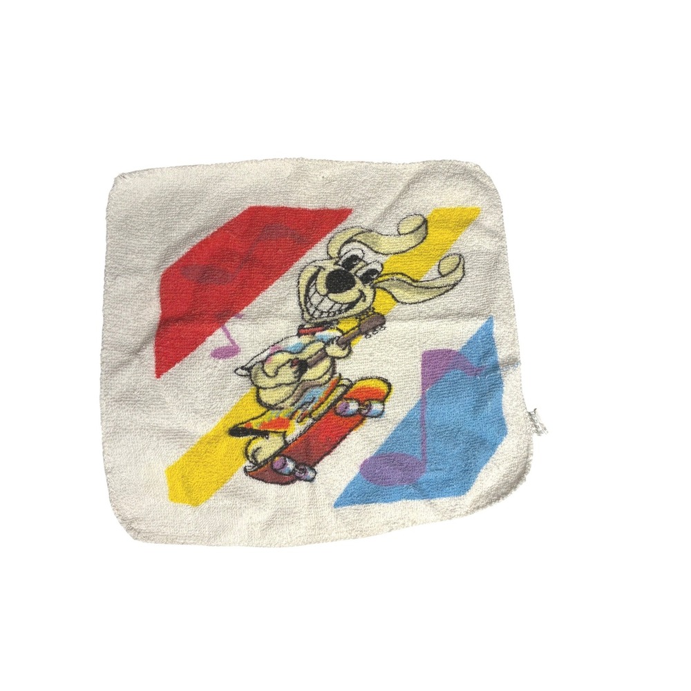 Retro 90s Skateboard Puppy Wash Rag Neon Cartoon‎ Bathroom Decor
